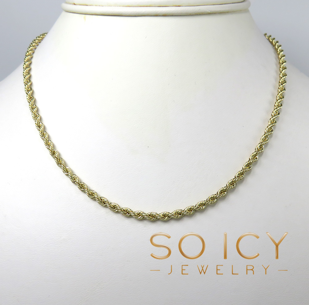 14k yellow gold hollow smooth rope chain 16-26 inch 3mm - Image 6