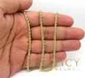 14k yellow gold hollow smooth rope chain 16-26 inch 3mm