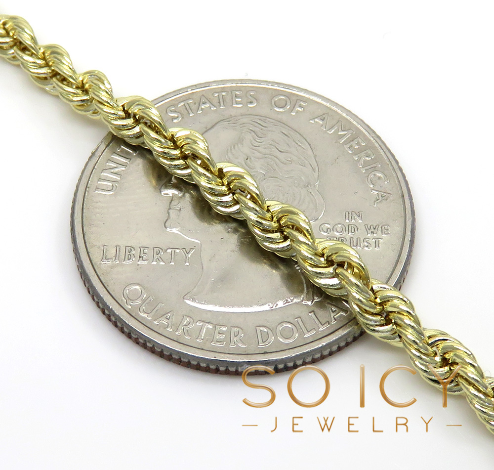 14k yellow gold hollow smooth rope chain 16-26 inch 3.50mm - Image 3