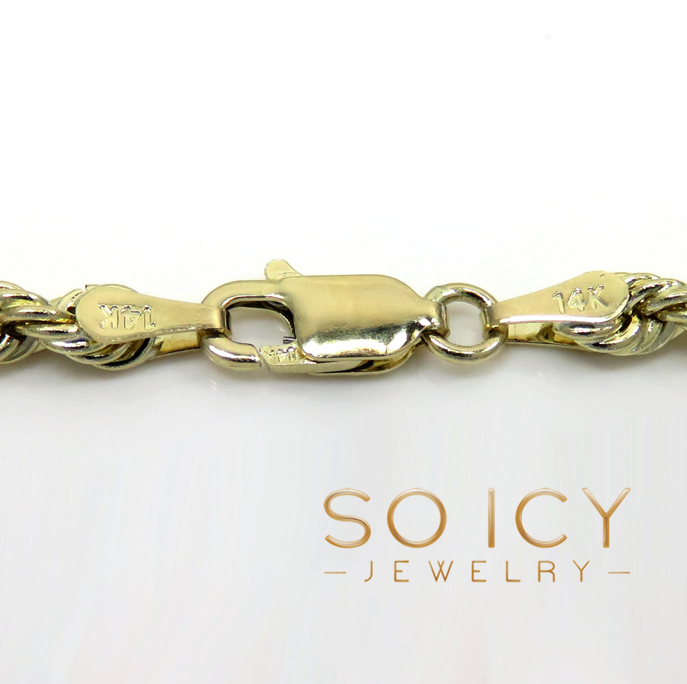 14k yellow gold hollow smooth rope chain 16-26 inch 3.50mm