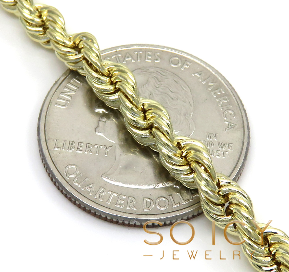 14k yellow gold hollow smooth rope chain 18-28 inch 5mm