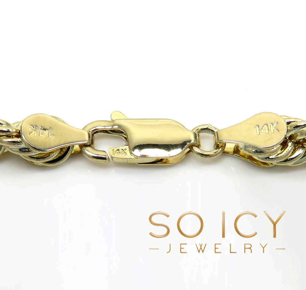 14k yellow gold hollow smooth rope chain 18-28 inch 5mm - Image 4