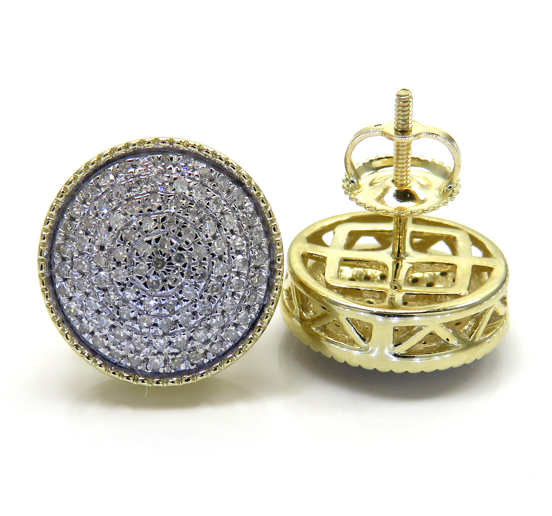 10k yellow gold xl diamond snow cap earrings 0.48ct - Image 2