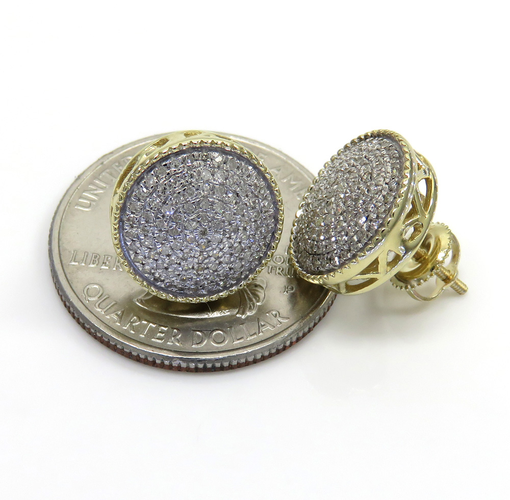 10k yellow gold xl diamond snow cap earrings 0.48ct - Image 3