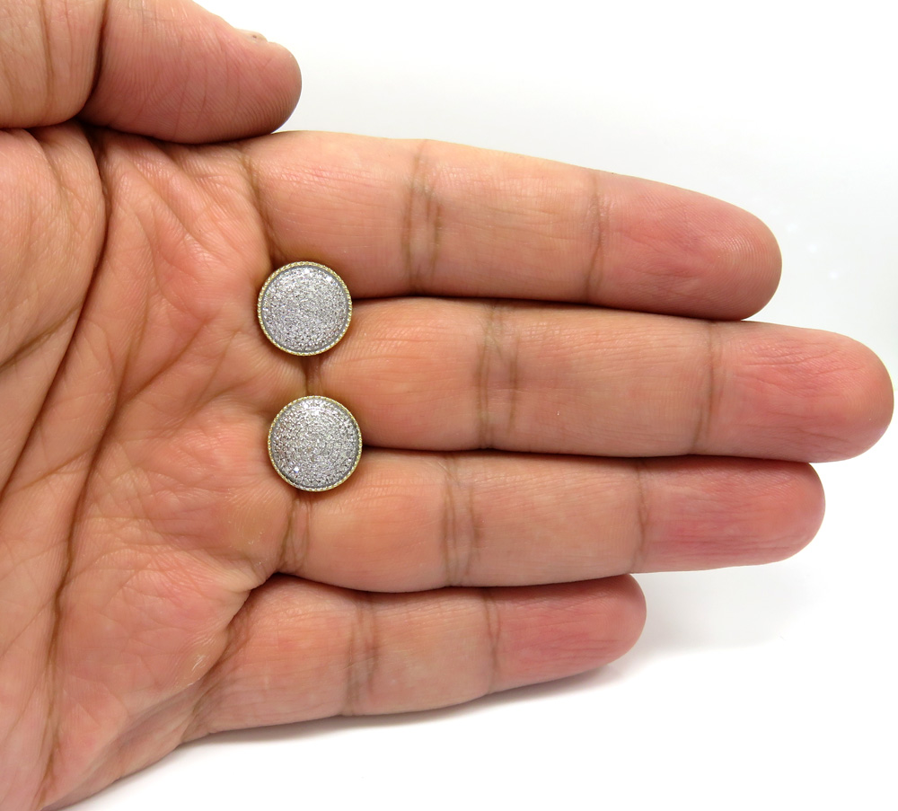 10k yellow gold xl diamond snow cap earrings 0.48ct - Image 4