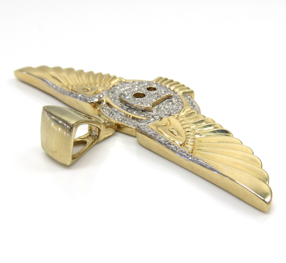 14k yellow gold diamond flying b wing pendant 0.61ct