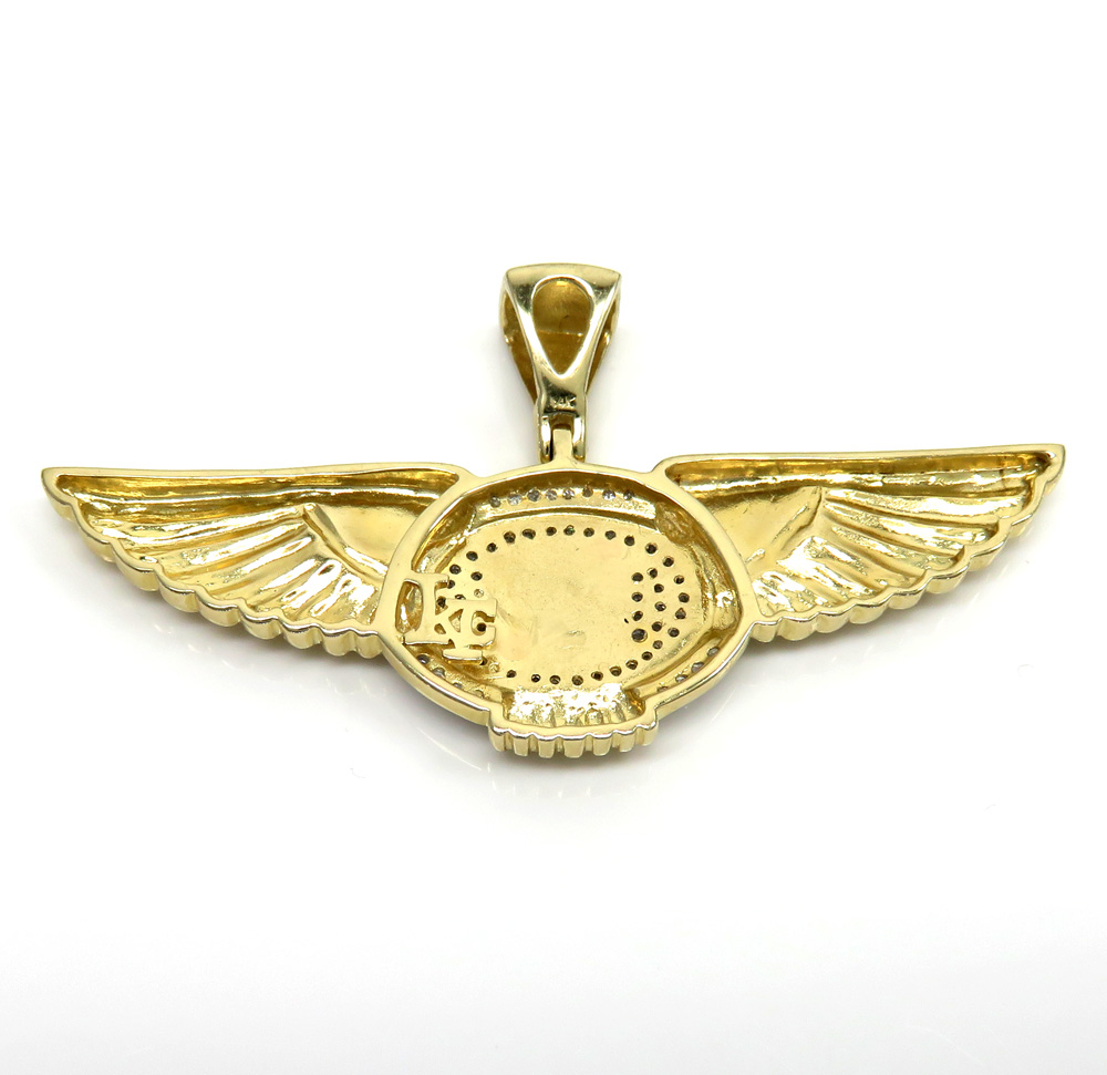 14k yellow gold diamond flying b wing pendant 0.61ct
