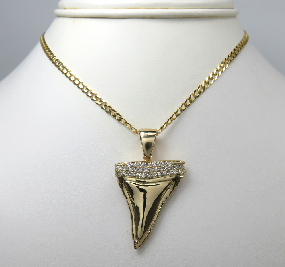 14k yellow gold diamond shark tooth pendant 1.10ct - Image 6
