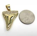 14k yellow gold diamond shark tooth pendant 1.10ct