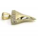 14k yellow gold diamond shark tooth pendant 1.10ct