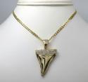 14k yellow gold diamond shark tooth pendant 1.10ct