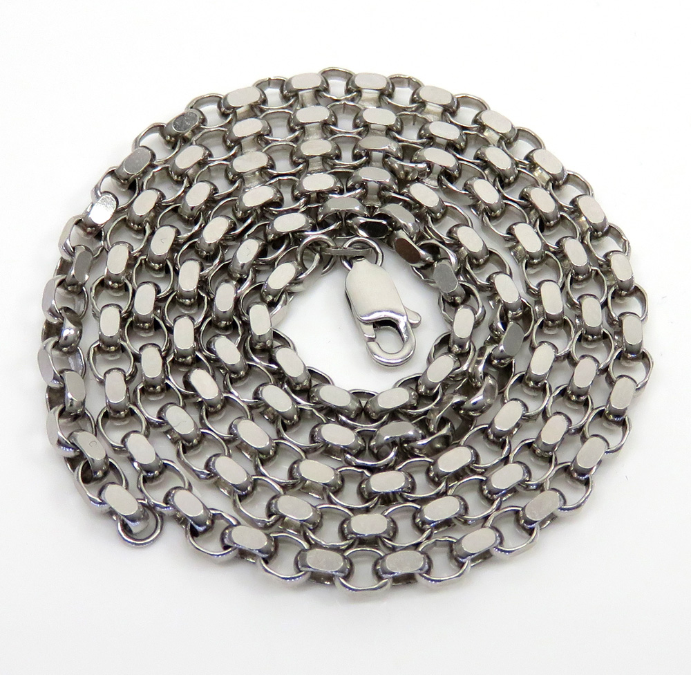 Buy 14k White Gold Solid Oval Rolo Chain 22 Inch 3.20mm Online at SO