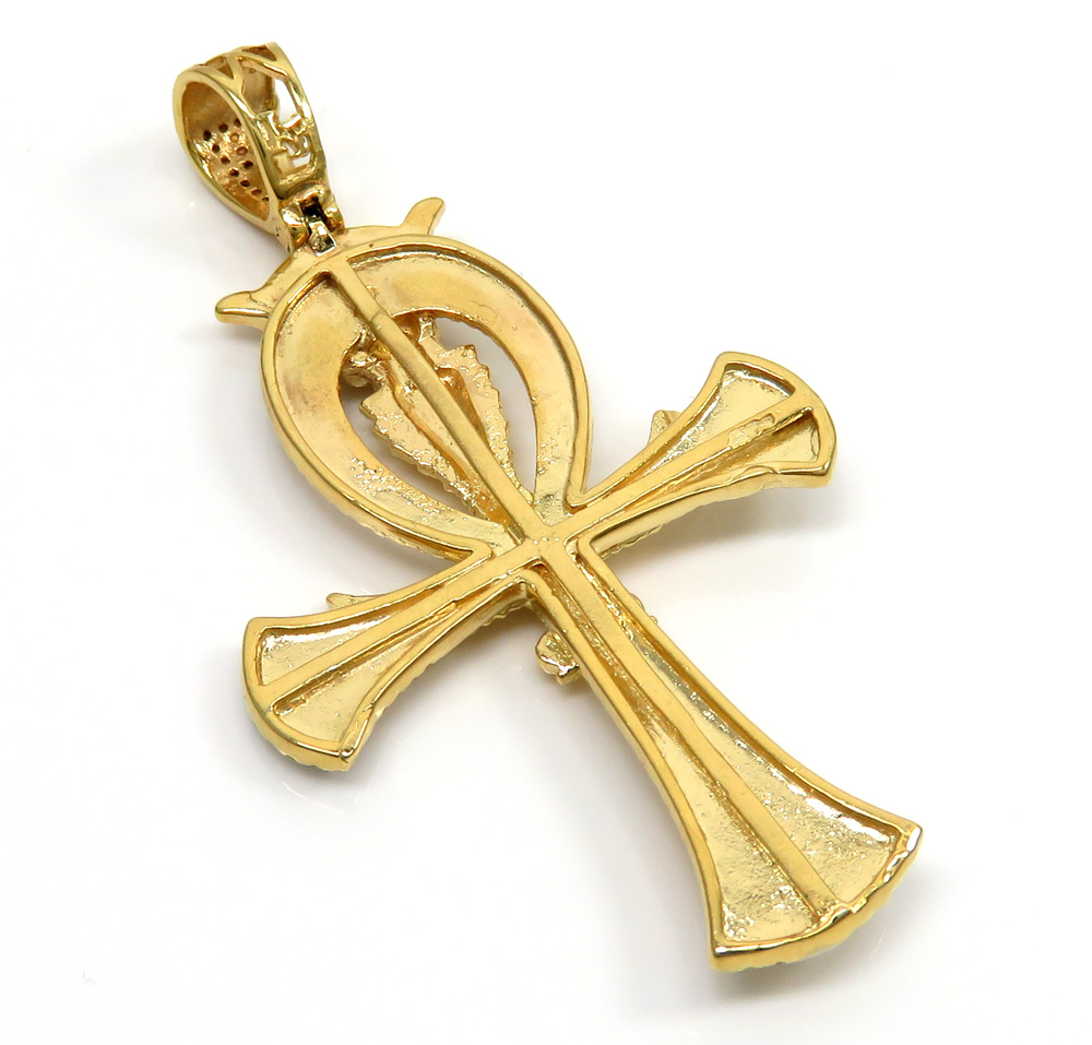 10k two tone solid gold evil eye eagle ankh cross  - Image 4