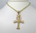 10k two tone solid gold evil eye eagle ankh cross 