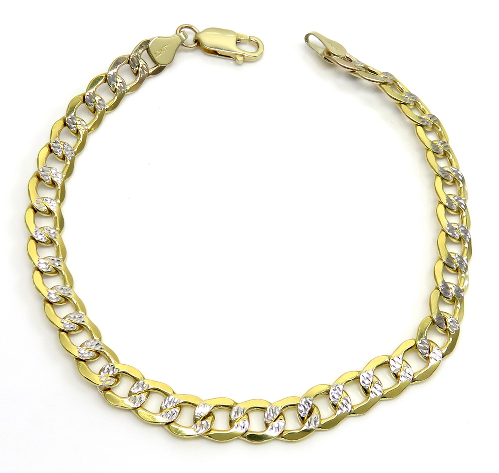 10k yellow gold diamond cut cuban bracelet 8.50