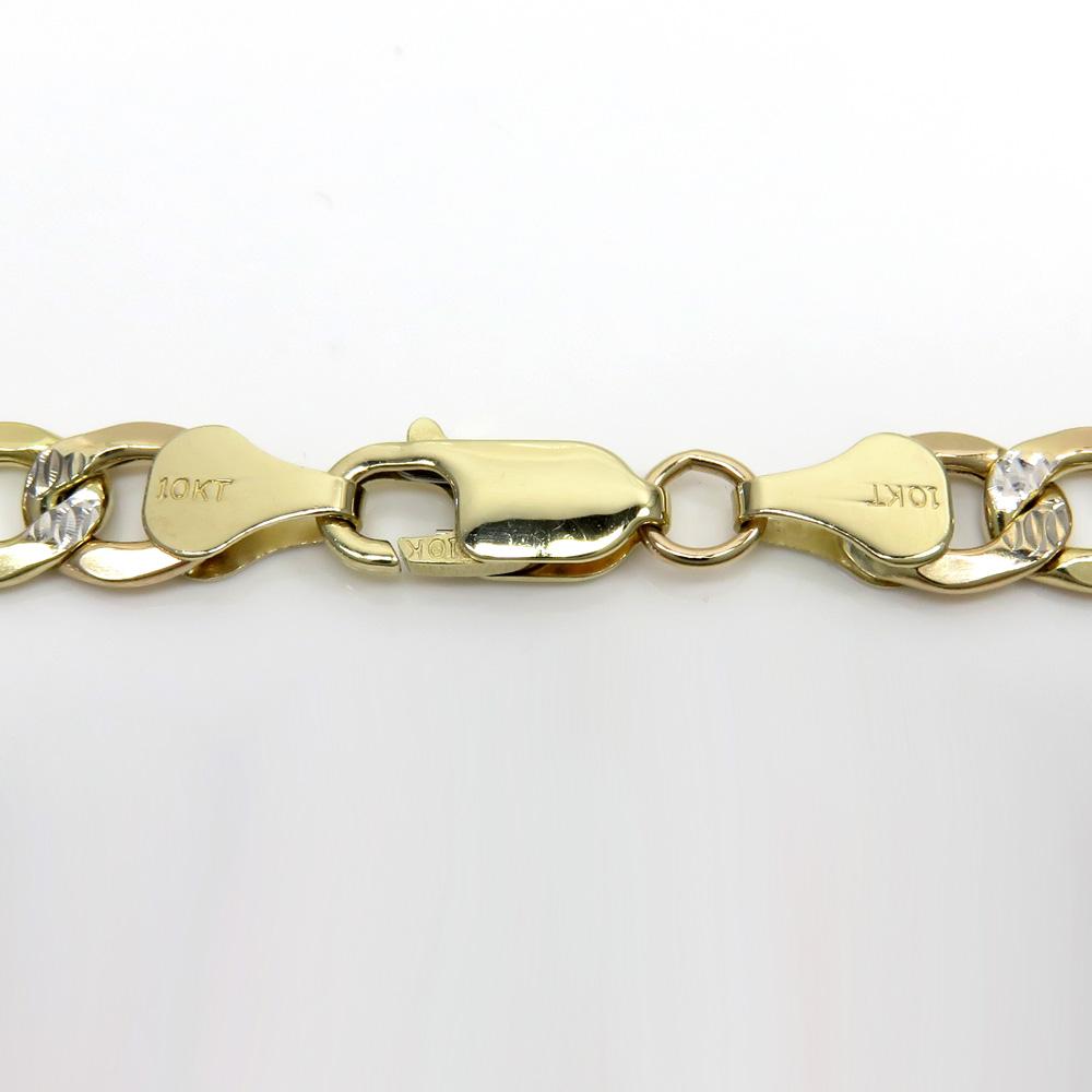 10k yellow gold diamond cut cuban bracelet 8.50