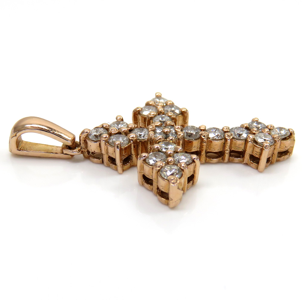 14k white or rose gold small royal diamond cross 1.30ct 