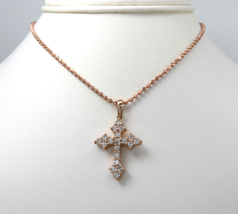 14k white or rose gold small royal diamond cross 1.30ct  - Image 7