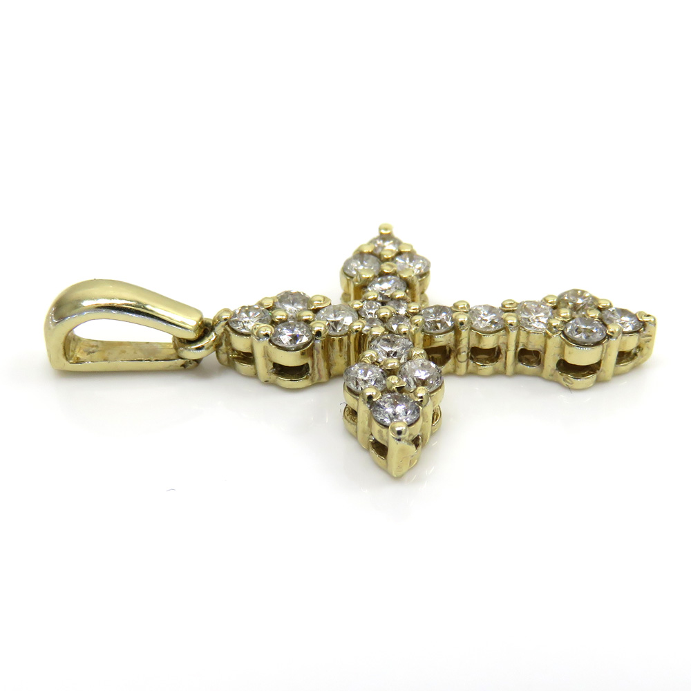 14k yellow gold mini royal diamond cross 1.00ct 