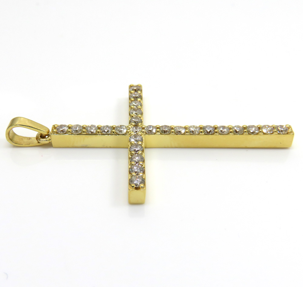 14k yellow gold 26 diamond prong cross 1.10ct