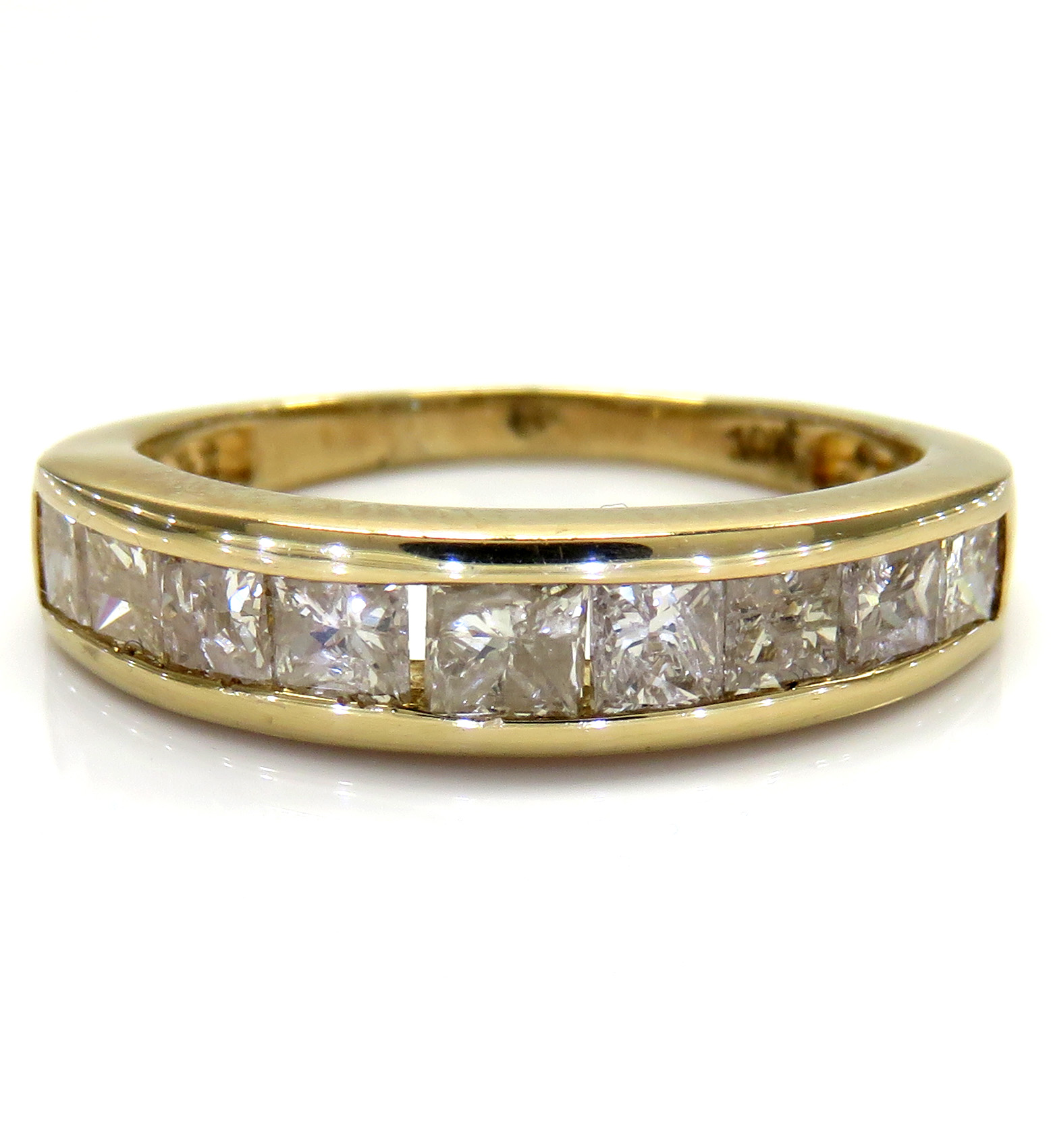 10k yellow gold princess diamond wedding band ring 1.00ct