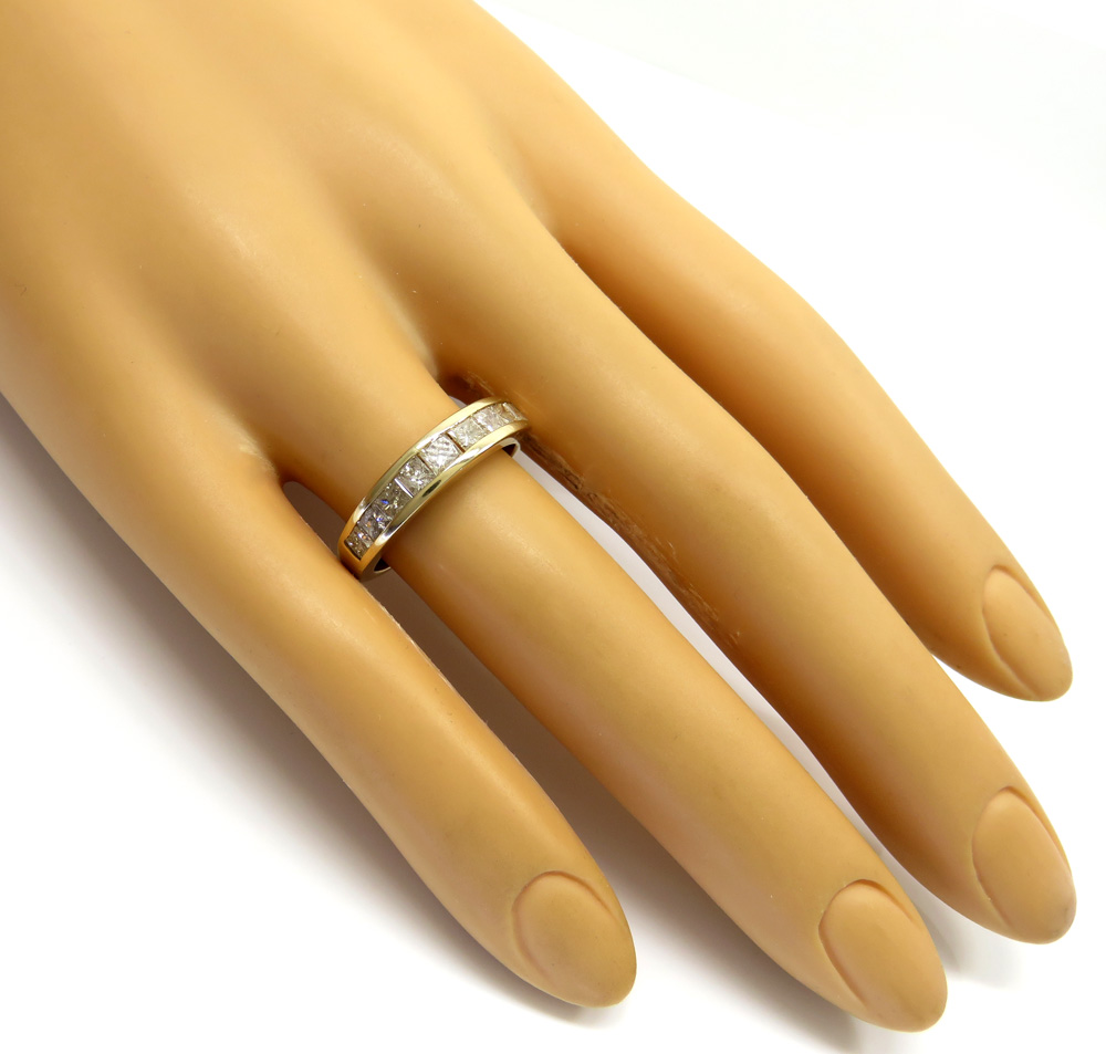 10k yellow gold princess diamond wedding band ring 1.00ct