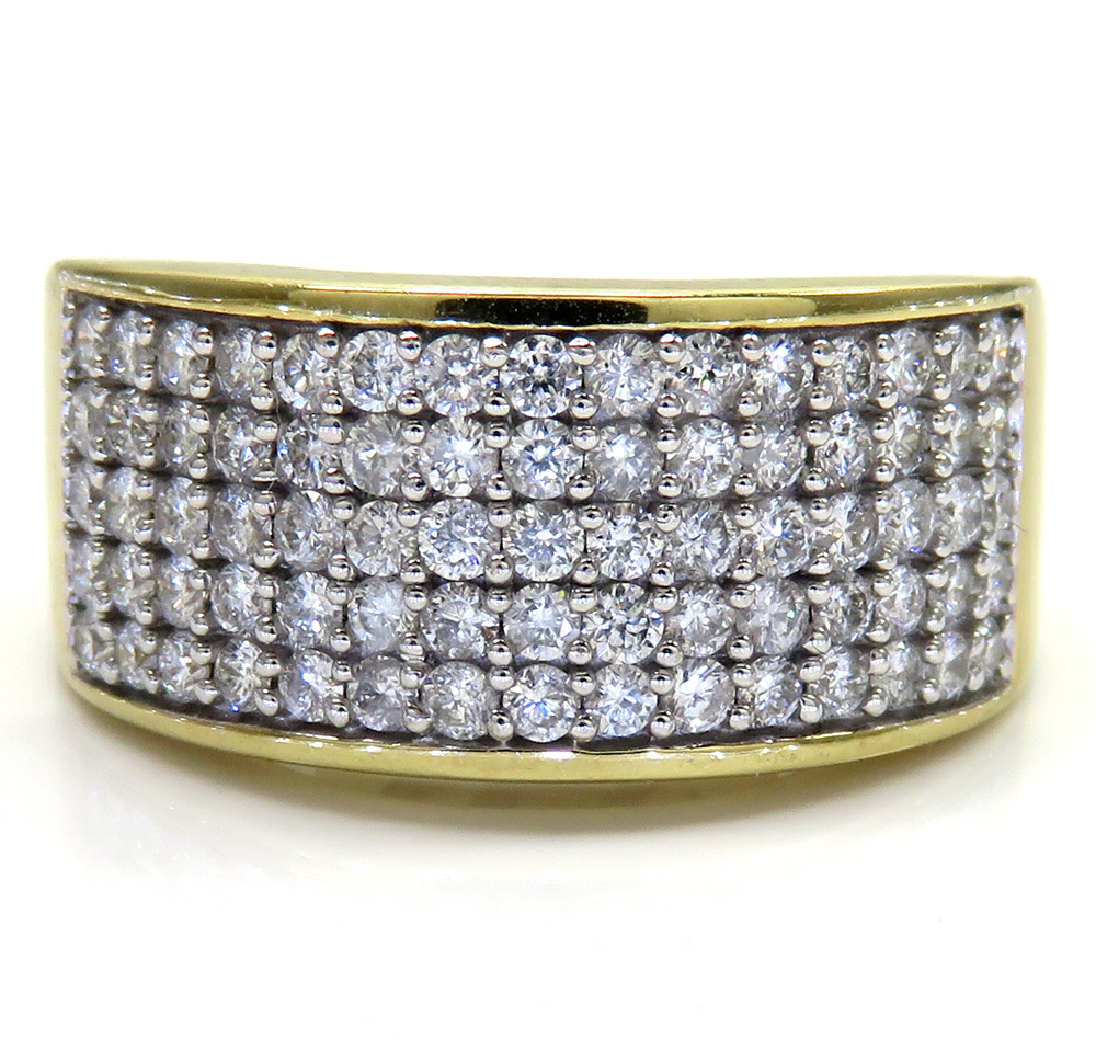 10k yellow gold five row diamond wedding band ring 1.43ct