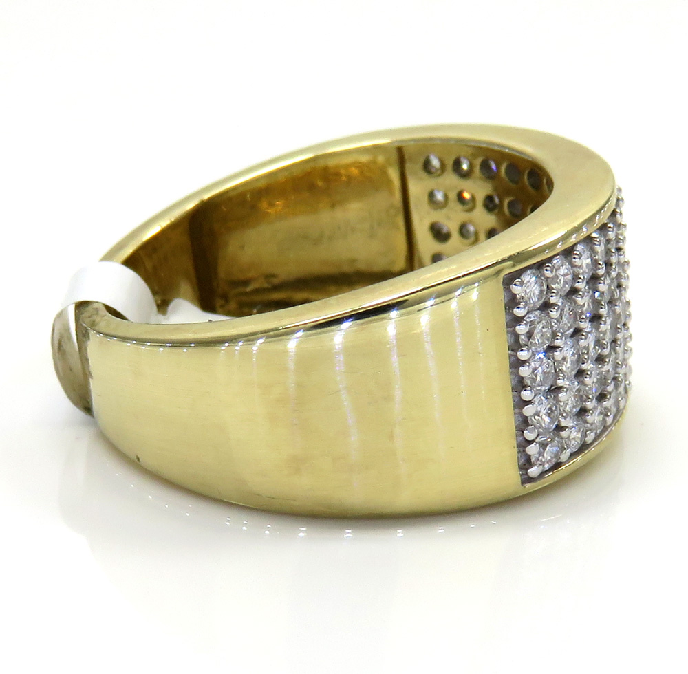 10k yellow gold five row diamond wedding band ring 1.43ct