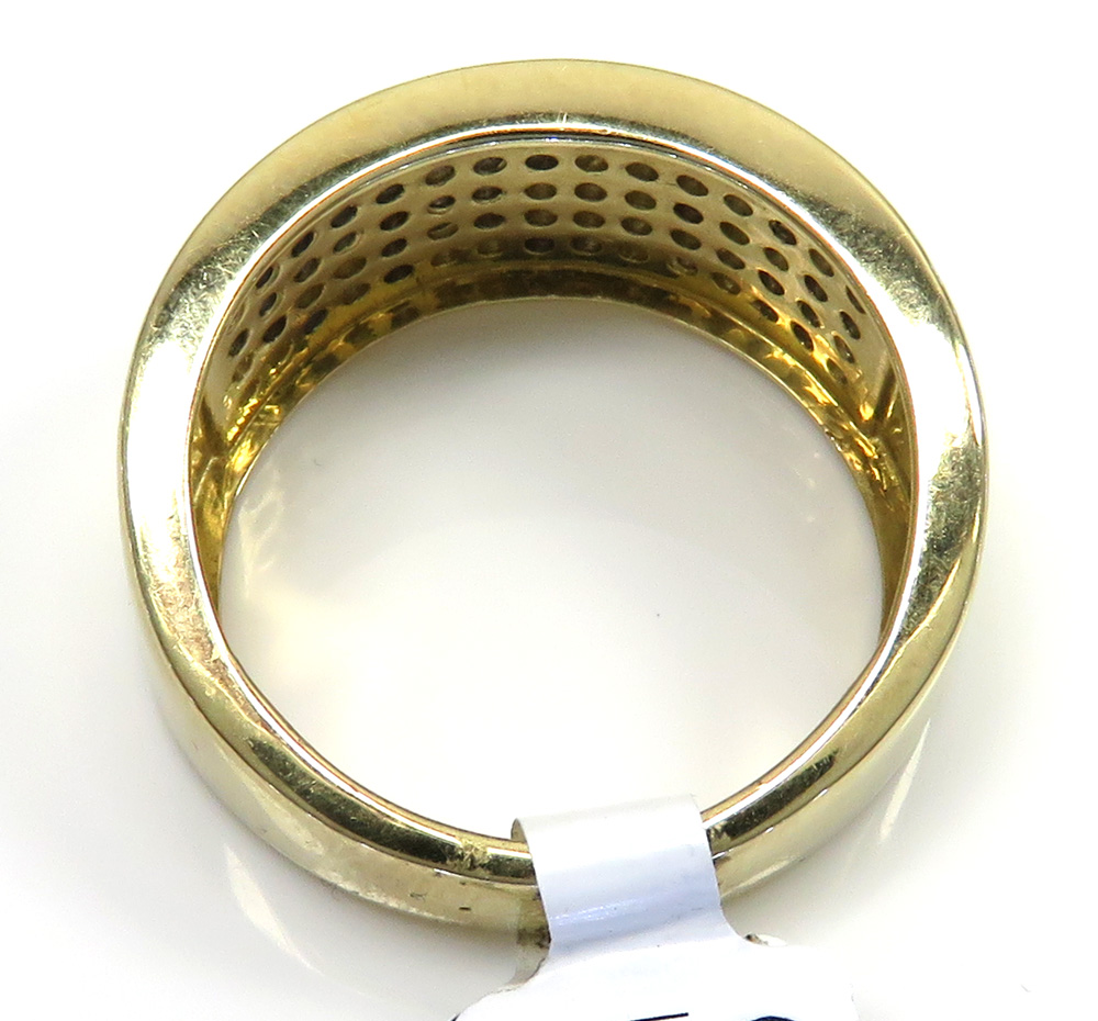 10k yellow gold five row diamond wedding band ring 1.43ct
