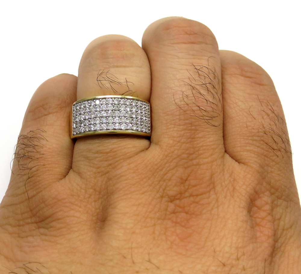 10k yellow gold five row diamond wedding band ring 1.43ct - Image 5