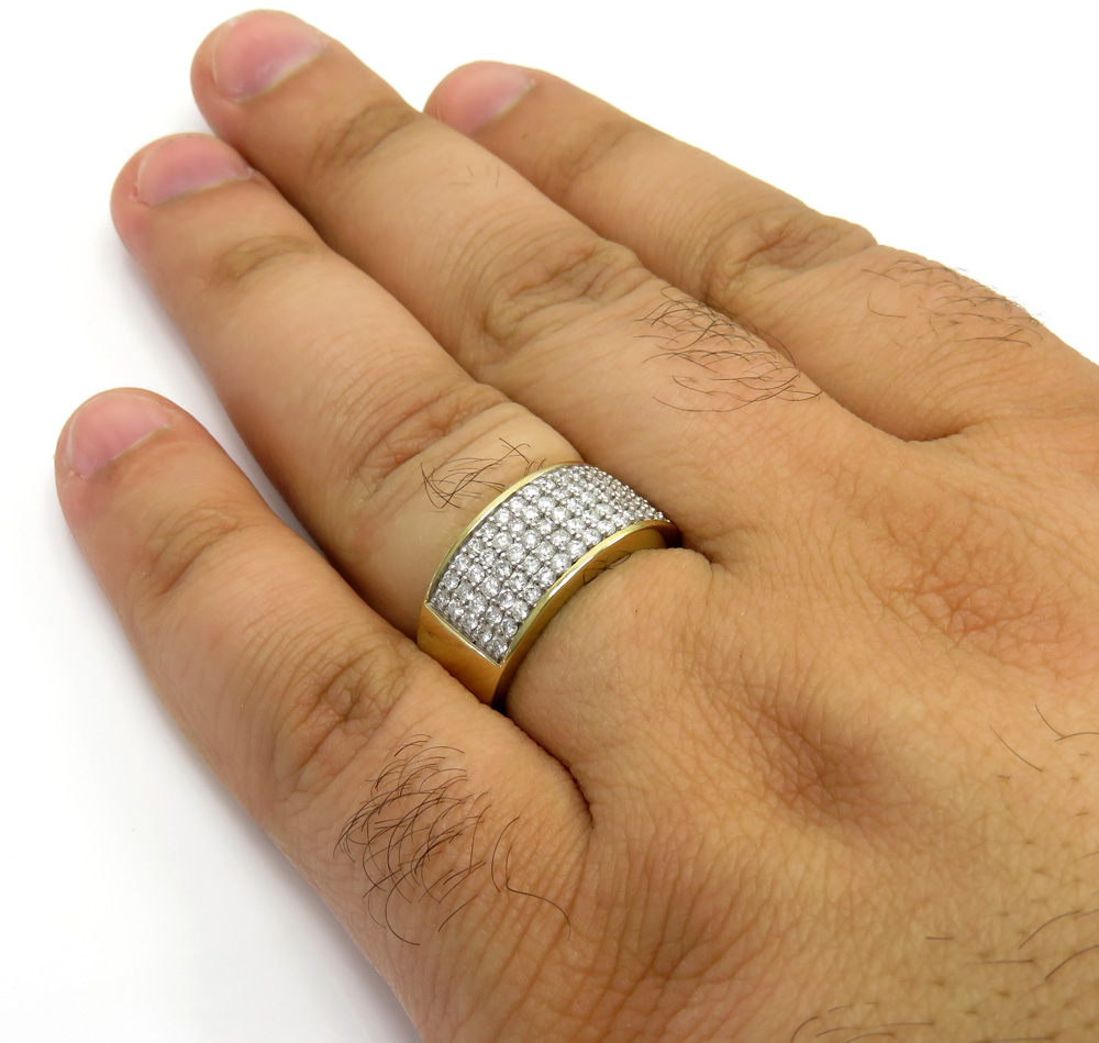 10k yellow gold five row diamond wedding band ring 1.43ct