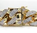 10k solid yellow gold xxl diamond miami bracelet 9.25 inch 27mm 24.23ct