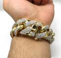 10k solid yellow gold xxl diamond miami bracelet 9.25 inch 27mm 24.23ct