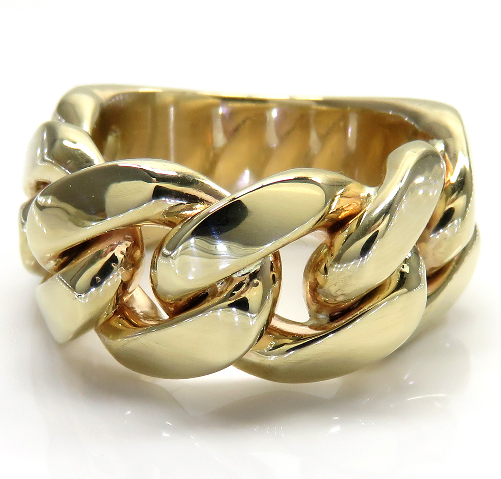 10k yellow gold 12mm solid miami cuban link ring  - Image 2
