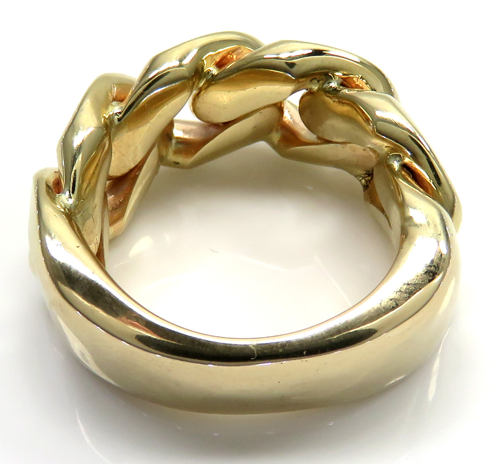 10k yellow gold 12mm solid miami cuban link ring 