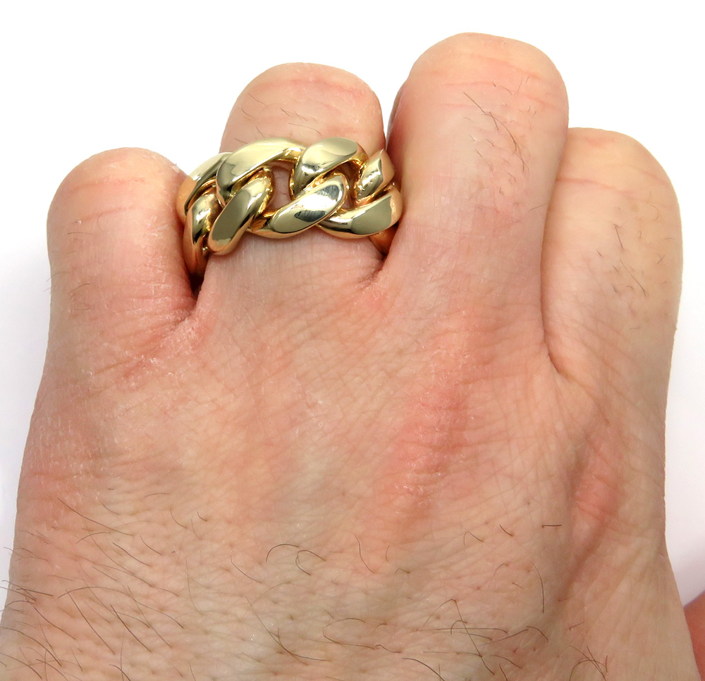 10k yellow gold 12mm solid miami cuban link ring  - Image 5