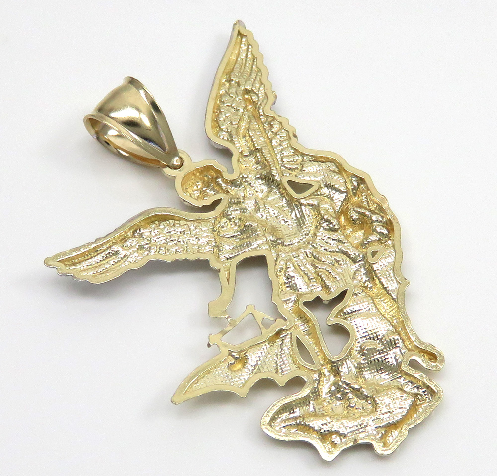 10k two tone gold medium angel vs demon saint michaels pendant  - Image 4