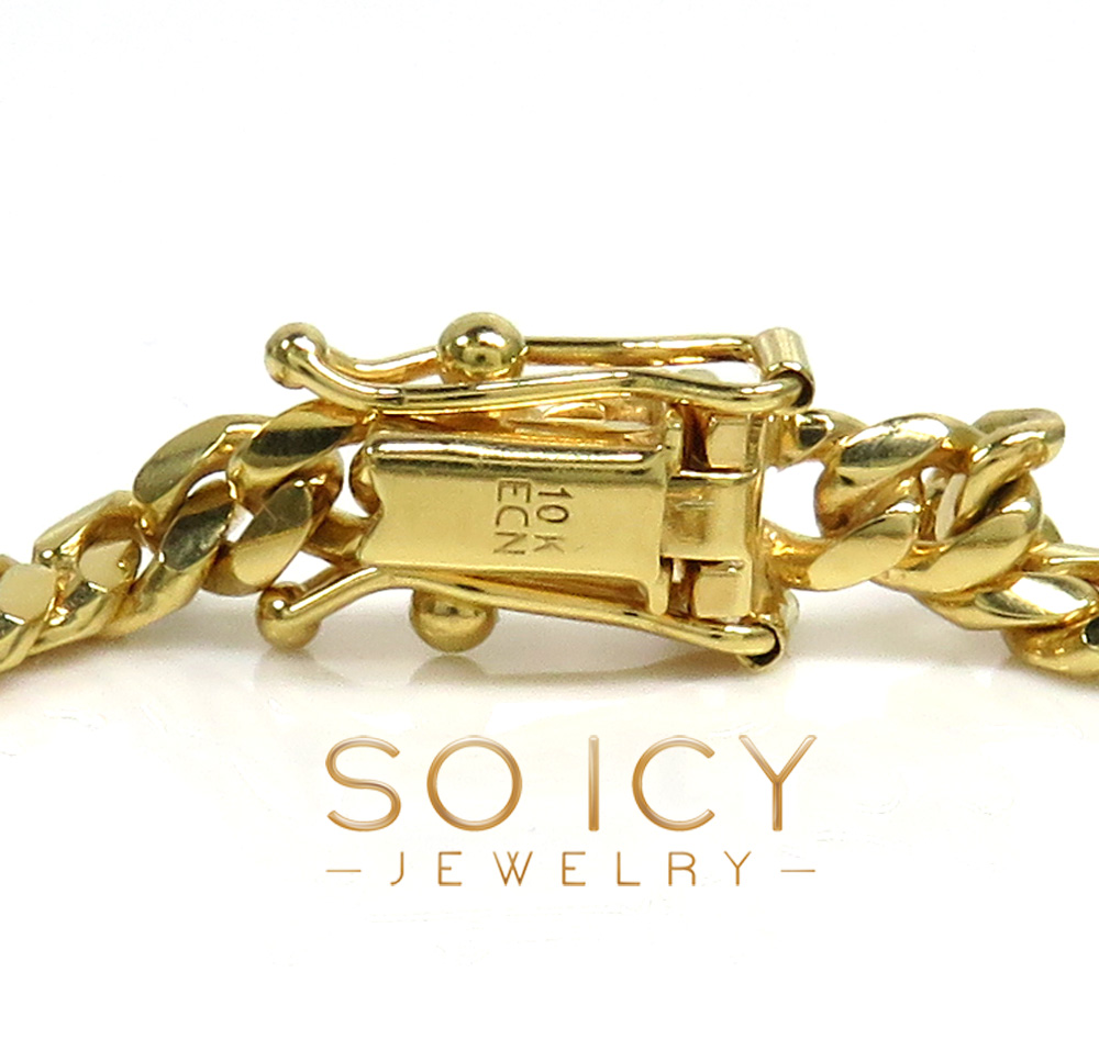 10k yellow gold solid miami cuban bracelet 8.50 inch 4mm - Image 3