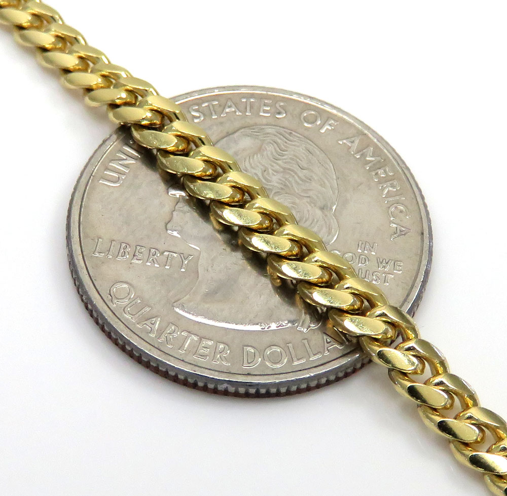 10k yellow gold solid miami cuban bracelet 8.50 inch 4mm - Image 4