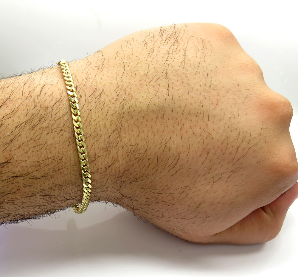 10k yellow gold solid miami cuban bracelet 8.50 inch 4mm - Image 5