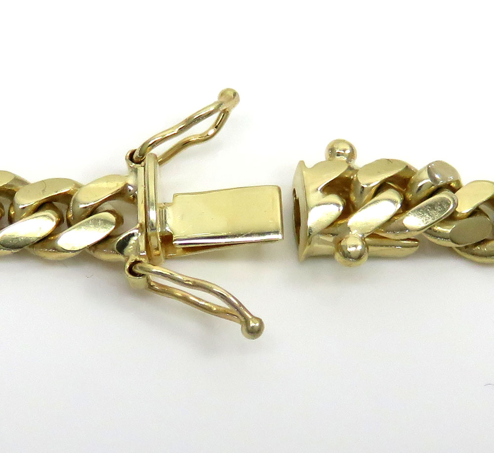 10k yellow gold solid miami bracelet 8.5 inch 6mm