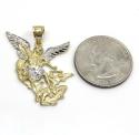 10k two tone gold small angel vs demon saint michaels pendant 