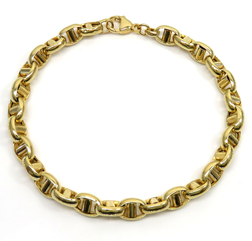 10k yellow gold hollow 3d mariner bracelet 8.75 inches 6.70mm