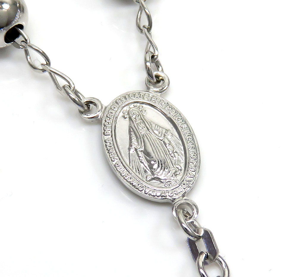925 silver rosary italy necklace 30 inches 8mm