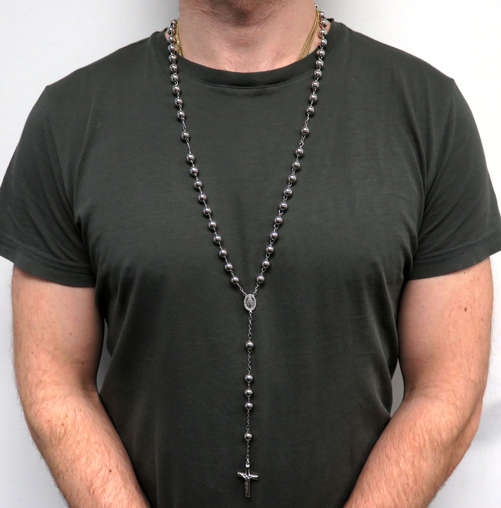925 silver on sale rosary necklace