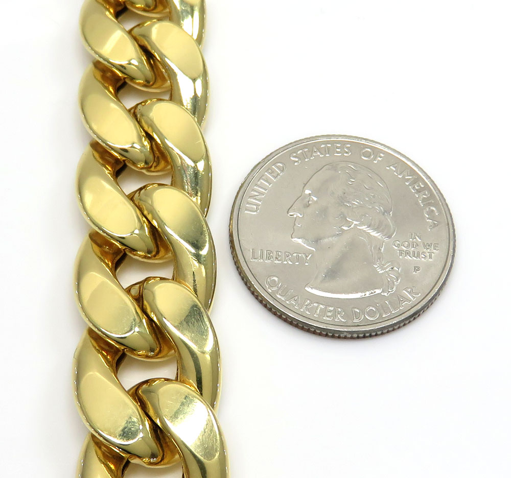 10k yellow gold one sided diamond cut two tone cuban bracelet 9