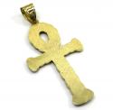 10k yellow gold hollow diamond cut cuban ankh cross 