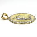 10k two tone gold diamond cut virgin mary oval pendant