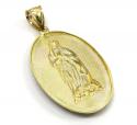 10k two tone gold diamond cut virgin mary oval pendant