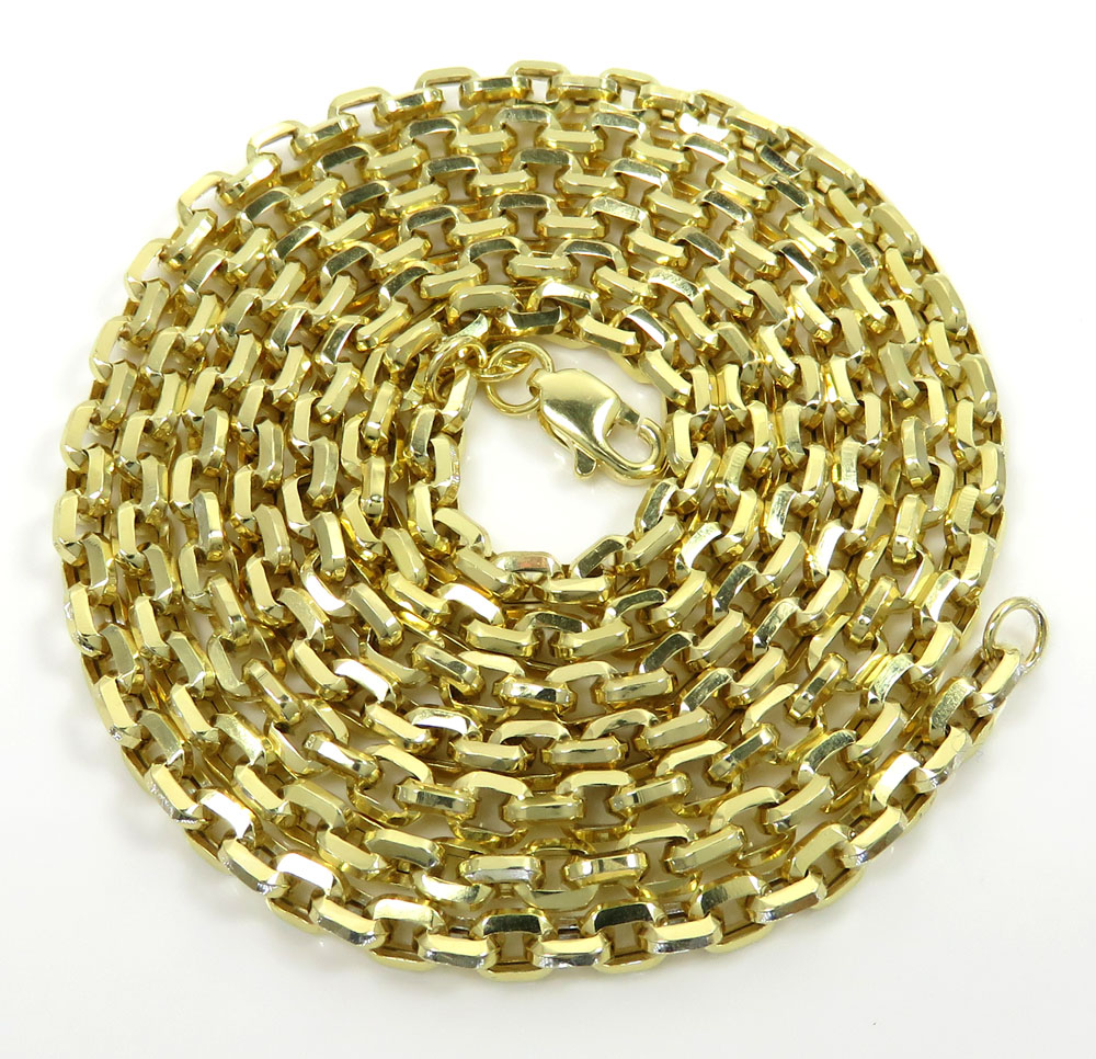 10k yellow gold hollow beveled edge cable chain 20-24
